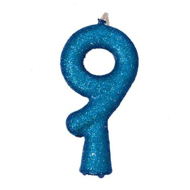 Imagem de Vela De Aniversário Puro Glitter Azul Modelo 9