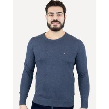 Imagem de Suéter Tommy Hilfiger Masculino Cwewneck Essential Cotton Azul Mescla Tamanho:EGG-Masculino