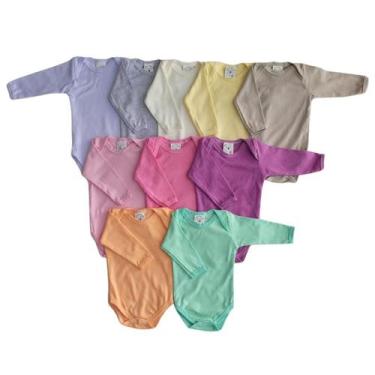 Imagem de Kit 5 Body Manga Longa Inverno Algodão Confortavel para Enxoval do Beb