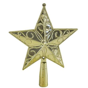 Imagem de Ponteira para Arvore Natal Estrela Arabesco 19cm - DOURADO - RIO MASTE