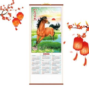 Imagem de Calendário 2026, Organizador de Tarefas em, Calendário de Folhas do Ano do Cavalo Estilo Chinês Tradicional, Para Escola Sala De Aula Família Quarto Estudantil Casa Restaurante Planeamento