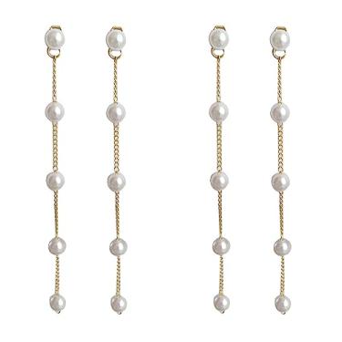 Imagem de 2 pares de brincos de pérola para mulheres, brincos de pérola e borla de ouro, outros