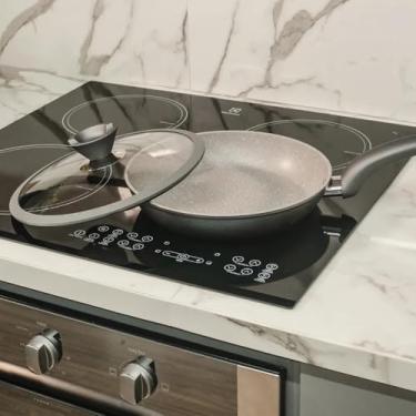 Imagem de Frigideira para Indução com Tampa Antiaderente Granito Preto Ø24cm