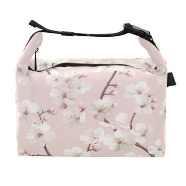 Imagem de STAYTOP Linda lancheira de flores de cerejeira com fivela de alça, lancheira isolada para meninos e meninas, lancheira térmica para trabalho escolar