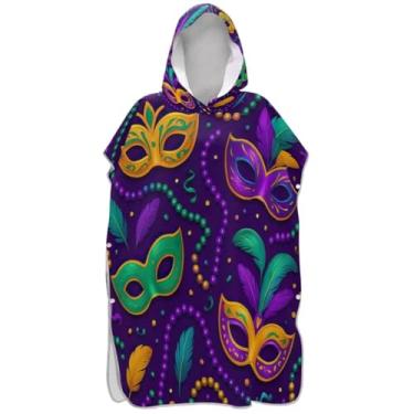 Imagem de Joisal Roupão reutilizável para trocador de poncho de surfe adulto toalha de banho com capuz colorido máscaras de baile de máscaras de carnaval ponchos de praia para homens