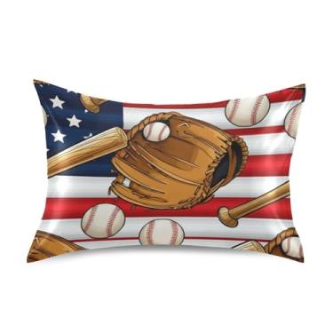 Imagem de Luvas de beisebol vintage fronhas de cetim para cabelo personalizado resfriamento padrão queen king size travesseiro confortável cama macia tamanho padrão 66 cm x 50 cm