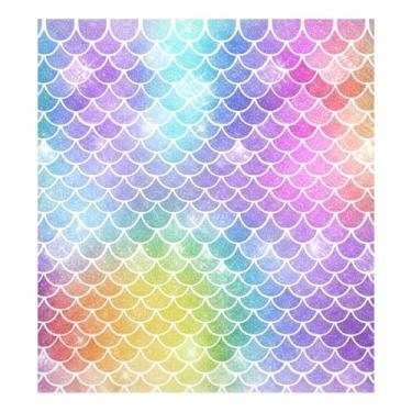 Imagem de Decalque de painel de cozinha de escamas de peixe arco-íris, capa decorativa para porta da frente da máquina de lavar 58 cm L x 66 cm A