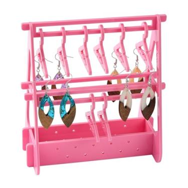 Imagem de LiQunSweet 160 x 135 mm, rosa, criativo, 2 camadas, suporte de armazenamento de brincos de acrílico, para joias, pulseira, colar, armazenamento, loja doméstica, exibição de exibição