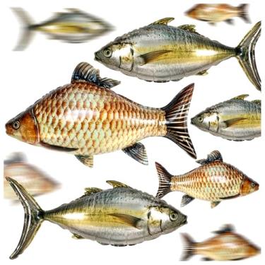 Imagem de 8 balões de atum, balões realistas de 83 cm, decorações de festa de aniversário, balão inflável fofo para decoração de festa temática de pesca, suprimentos