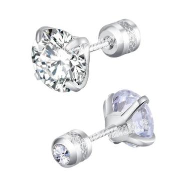 Imagem de Brincos De Aço Titânio Colorido Para Homens E Mulheres Com Zircônia CZ