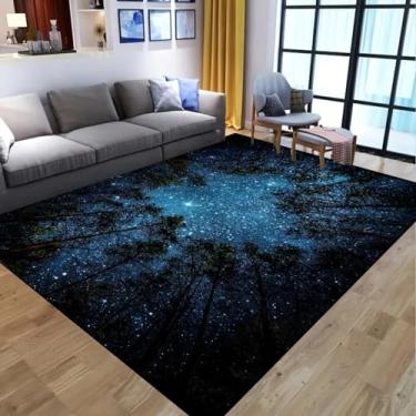 Imagem de Estrelas céu noturno estrelado floresta tapetes de banheiro antiderrapante absorvente de água tapetes para sala de estar quarto 80 x 120 cm