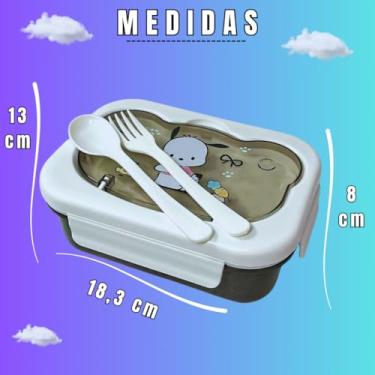 Imagem de Marmita Infantil 1 Andar Livre de BPA com Talheres - Lancheira 650ml, Adequada para Festivais Locais e Reuniões em Casa(Branco e Preto)