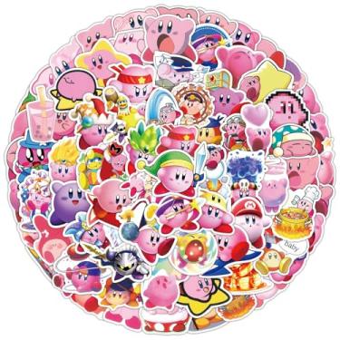 Imagem de Adesivos fofos de Kirby para crianças, 100 peças, decalque à prova d'água de vinil Kirby de desenho fofo para garrafa de água, laptop, brinquedo, adesivo, para decoração de bricolage, capa de celular