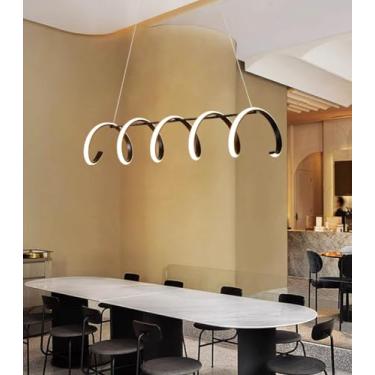 Imagem de Luminária de LED espiral para sala de jantar, luminária pendente moderna com controle remoto e altura ajustável, ideal para sala de estar e escritório (preta).