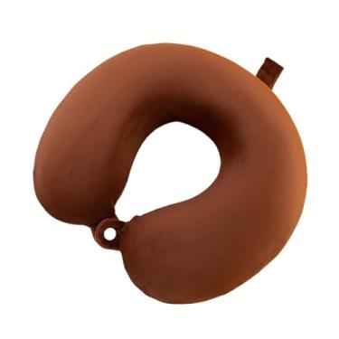 Imagem de Almofada de Pescoço para Viagem – Travesseiro Infantil e Adulto – Protetor Confortável em Veludo(2 Unidades,Marrom)