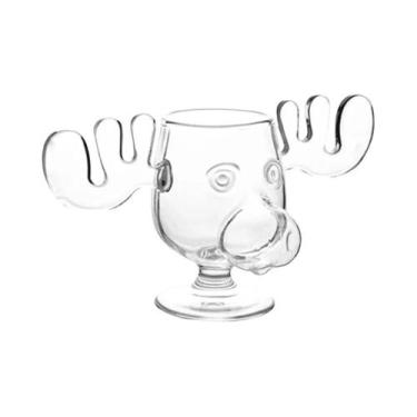 Imagem de Caneca De Vidro De 240ml 8oz Com Cabeça De Rena De Natal Para Leite, C