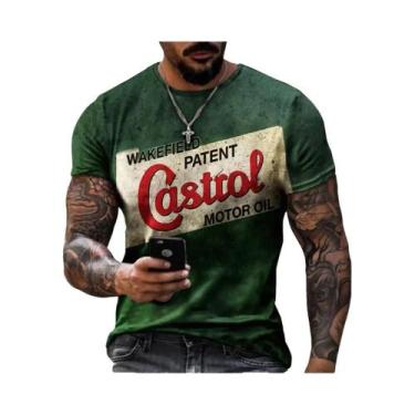 Imagem de Camiseta Masculina Retro Com Estampa 3D De Motocicleta, Manga Curta, M
