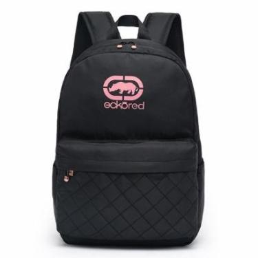 Imagem de Mochila Bolsa Moda Feminina Moderna Reforçada Preta C/ Rosa-Feminino