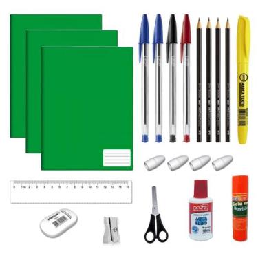 Imagem de Material escolar kit com 22 peças, escolha a cor do caderno Grande - F