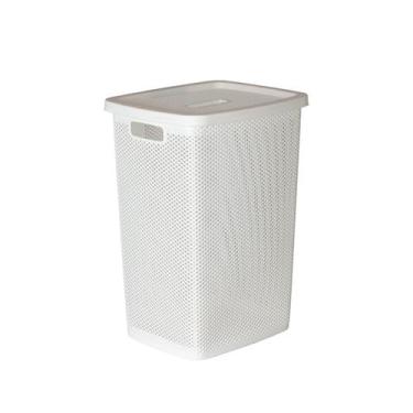 Imagem de Cesto De Roupas 40 Litros Com Tampa Linea Branco 52 Cm - Paramount