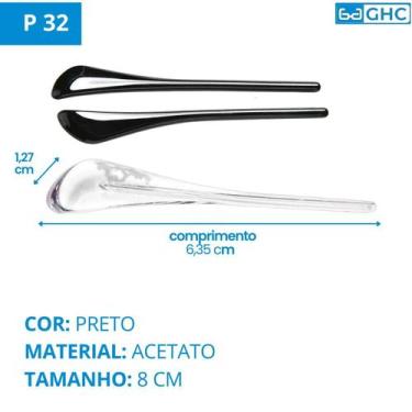Imagem de 02 Par Ponteira Haste Silicone - Acetato Preto P 32 Aviador - Ghc Aces
