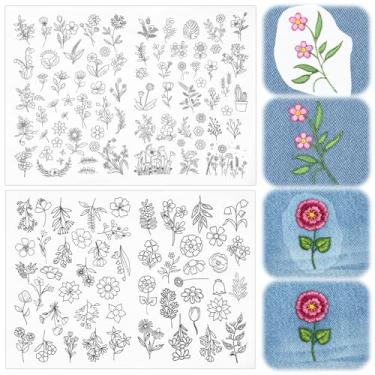 Imagem de 122 peças de papel bordado lavável - Estabilizador solúvel em água para padrões de bordado, cola e costura para costura manual e máquina, suprimentos e acessórios para livros de costura