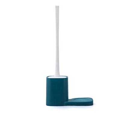 Imagem de Suporte de escova de vaso sanitário de cabo longo de design simples escova de banheiro doméstico canto morto limpeza conjunto de escova de vaso sanitário escova de vaso sanitário e suporte (cor: latão
