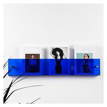 Imagem de Porta-revistas de acrílico transparente, prateleira flutuante colorida para escritório, igreja, sala de espera, quarto de crianças, café, (cor: azul, tamanho: 110 cm 43,6 cm)