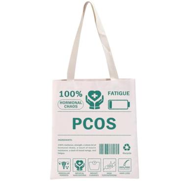 Imagem de G2TUP Presente de conscientização PCOS 100% Caos Hormonal Bolsa de mão resistente à insulina Presente de guerreiro PCOS, 100% Caos Hormonal Tb