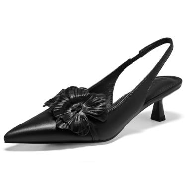 Imagem de Coutgo Sandálias Femininas De Salto Alto Com Tiras Cruzadas, Bico Fino E Flor, Para Festa Casamento, Pretas, Tamanho 8,5