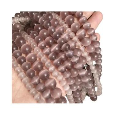 Imagem de Contas De Pedra Da Lua Olho De Gato Brancas 4-12mm Redondas Soltas Par