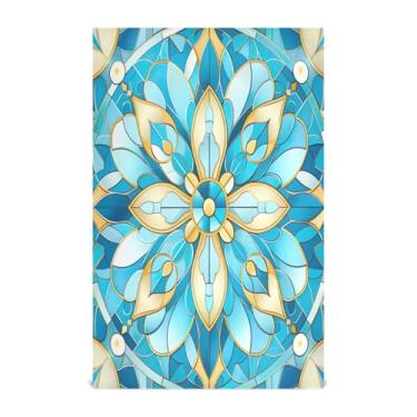 Imagem de Wassud Toalhas de cozinha mandala azul toalhas de prato de cozinha 1 pacote panos de prato macios com laço para pendurar toalha de mão super absorvente de secagem rápida toalhas de chá de mesa