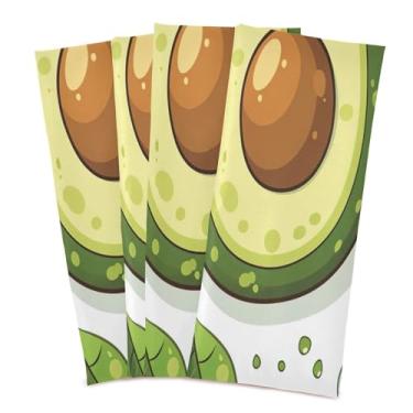Imagem de Wassud Toalhas de cozinha de abacate panos de prato de cozinha pacote com 4 panos de prato macios com laço para pendurar toalha de mão super absorvente de secagem rápida toalhas de chá de mesa