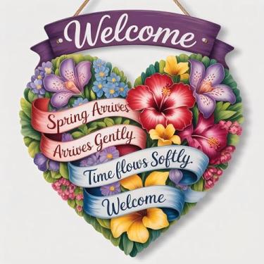 Imagem de LOMSIOY Kit de pendurar arte de diamante para adultos, placa de porta frontal de mola para pendurar ao ar livre, decoração de verão dupla face para dia dos namorados para varanda, pingentes de pintura