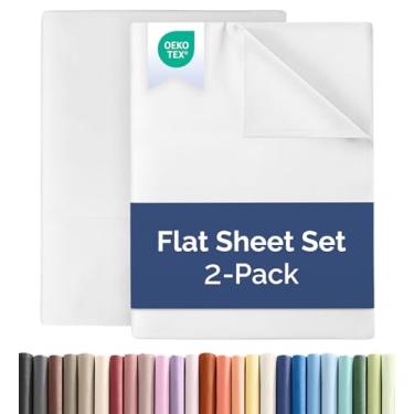 Imagem de Lençol de cima tamanho casal – Pacote com 2 lençóis de cima apenas – ultramacio, confortável, respirável e refrescante – qualidade hoteleira, sem desbotamento e rugas – roupa de cama fácil de cuidar