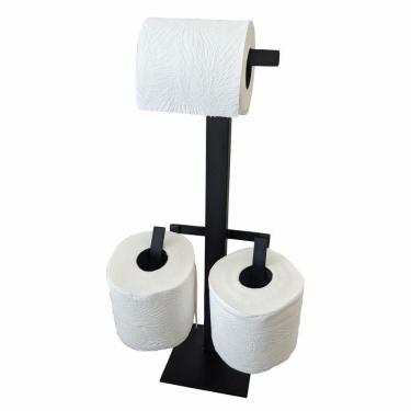 Imagem de Suporte De Papel Higiênico De Chão Triplo Preto Fosco