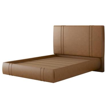 Imagem de Cama Casal Flutuante Com Cabeceira 140cm Lyra Sintético Camel S05 - Mpozenato