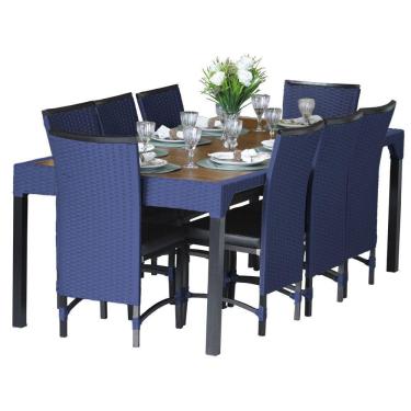 Imagem de 8 Cadeiras Cannes Corda Náutica E Mesa Com Tampo - Trama Azul
