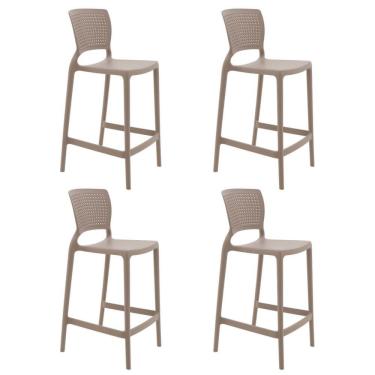 Imagem de Kit 4 Cadeiras Tramontina Safira Alta Residência Em Polipropileno E Fibra De Vidro Camurça 92128210