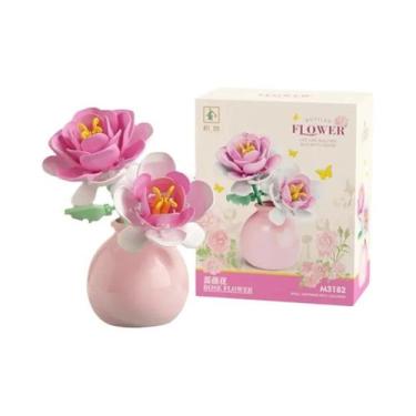 Imagem de Blocos De Montar DIY Para Meninas: Mini Vaso De Flores - Rosa, Tulipa,
