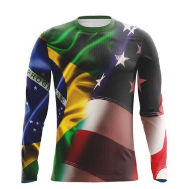 Imagem de Camiseta Térmica Sublimada Manga Longa Duagro BrasilEUA Suplex Dry UV,