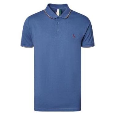 Imagem de Camisa Polo Reserva Enxuto Novo Friso Masculina Azul-Masculino