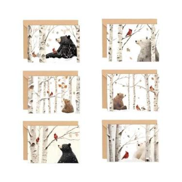 Imagem de Cartão De Aniversário Urso Nevado 24 Peças Com Envelope Convite DIY Mu