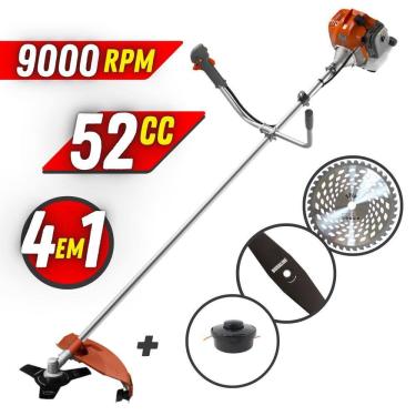Imagem de Roçadeira Profissional Á Gasolina Tekna RL520ACN TK 52cc 9000RPM Multicortes Com Faca 3...