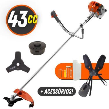 Imagem de Máquina de Cortar Grama Á Gasolina Tekna RL430ACNTK 2T 43cc 1,7HP 9.000RPM Roçadeira Lateral Com Faca 3 Pontas e Carretel Nylon