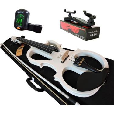 Imagem de Violino Elétrico Barth 4/4 Wt - Kit C/ Espaleira + Afinador Branco