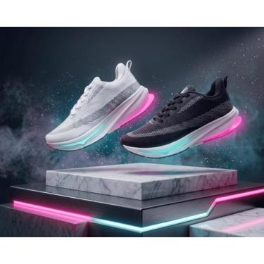 Imagem de Tenis Feminino Esportivo Olimp Casual Academia Tube, Branco, Verde, Ro