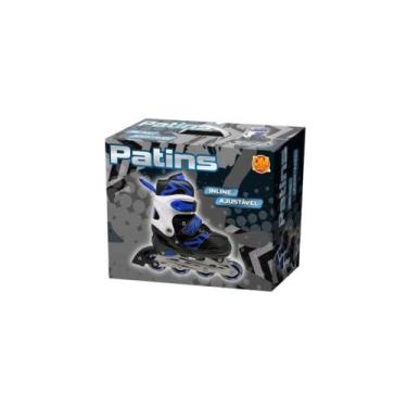 Imagem de Patins inline infantil ajustavel cor azul 33 ao 37 com freio - DM Toys