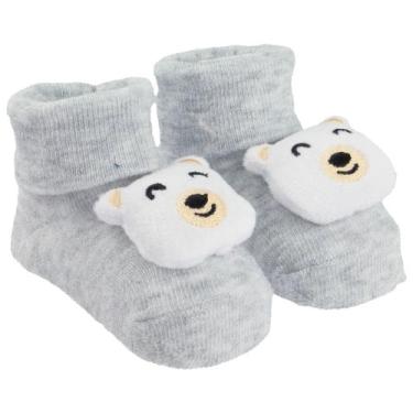 Imagem de Meia Bichinho Bebê com Led RN Masculino - Pimpolho, Cinza, Urso