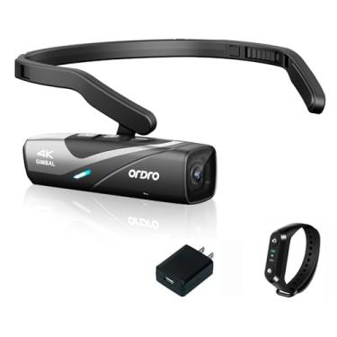 Imagem de ORDRO Câmera de vídeo EP8 4K para vlogging, estabilizador gimbal 2.0, câmera vlog de mãos livres, câmera de vídeo 4K 60FPS UHD montada na cabeça com controle remoto (preto)
